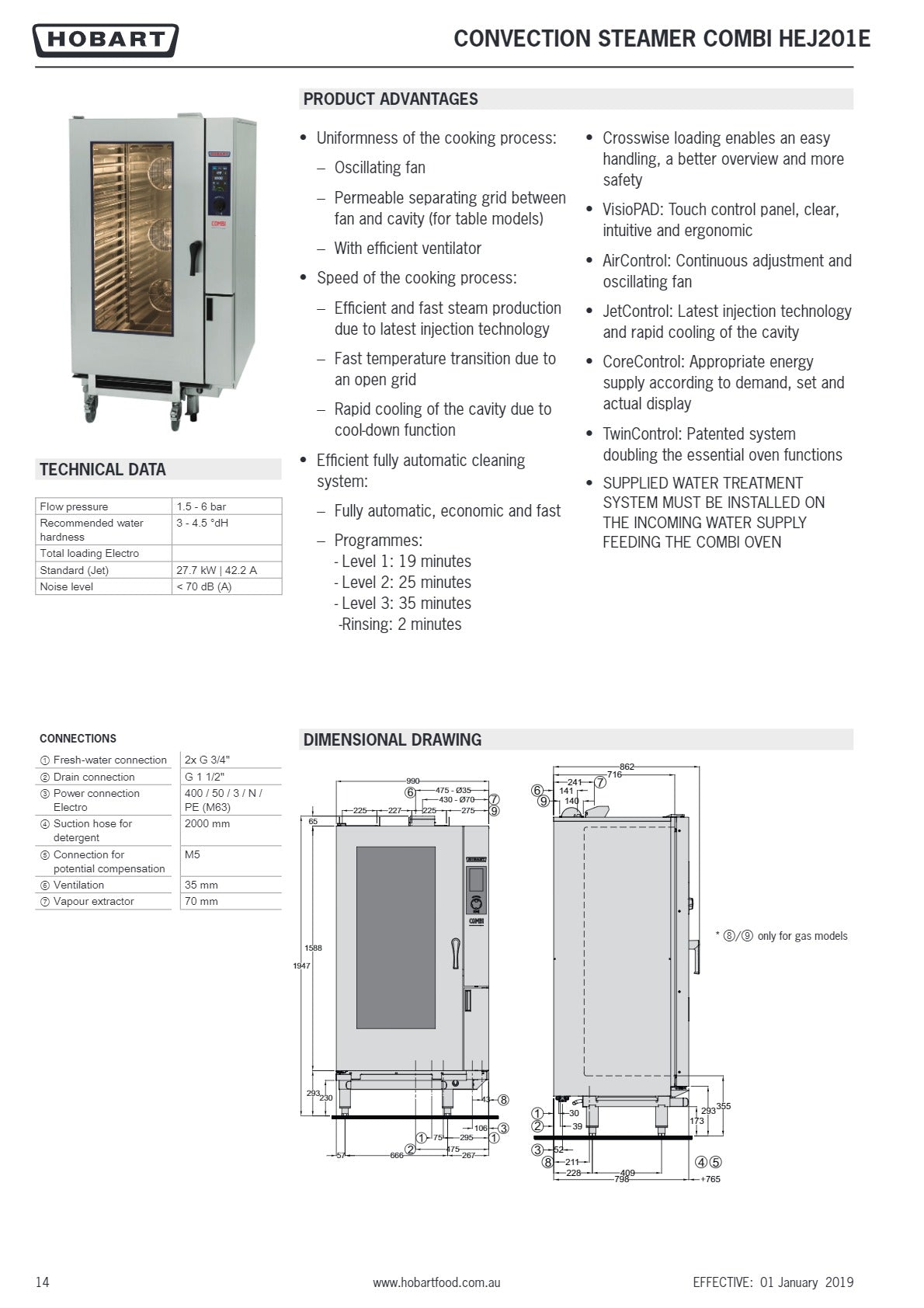 Hobart HEJ201E - Combi Oven
