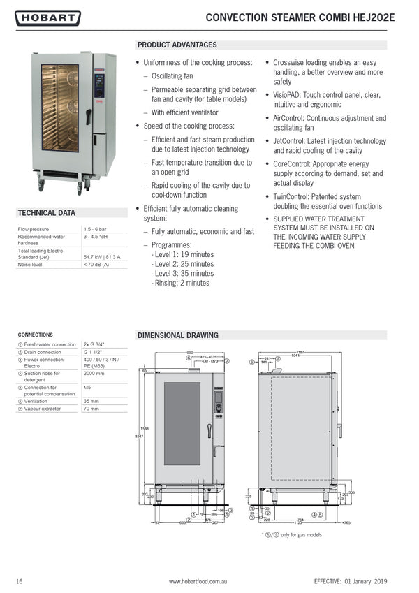 Hobart HEJ202E - Combi Oven