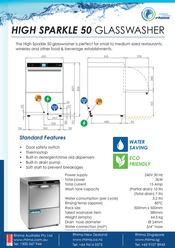 Rhima Highsparkle 50 - Glass Washer
