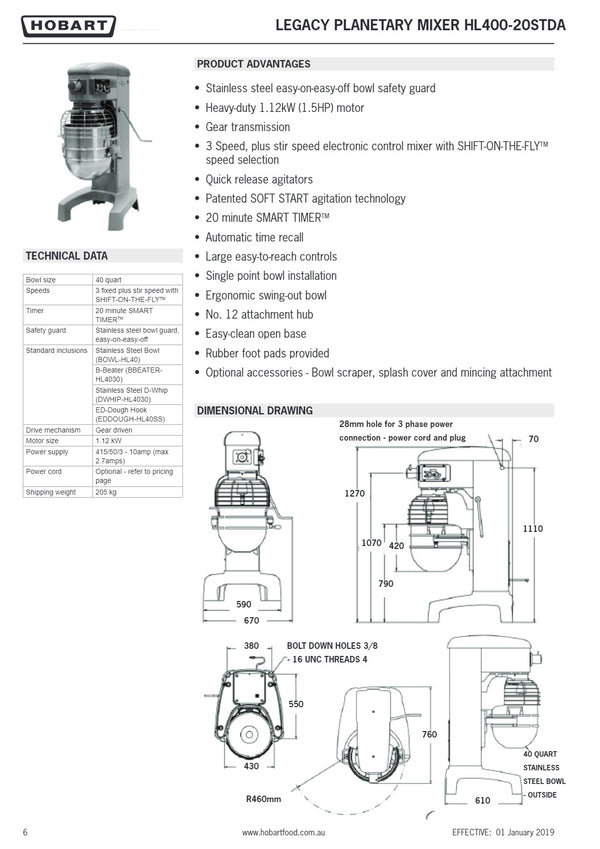 Hobart Legacy HL400 - Planetary Mixer