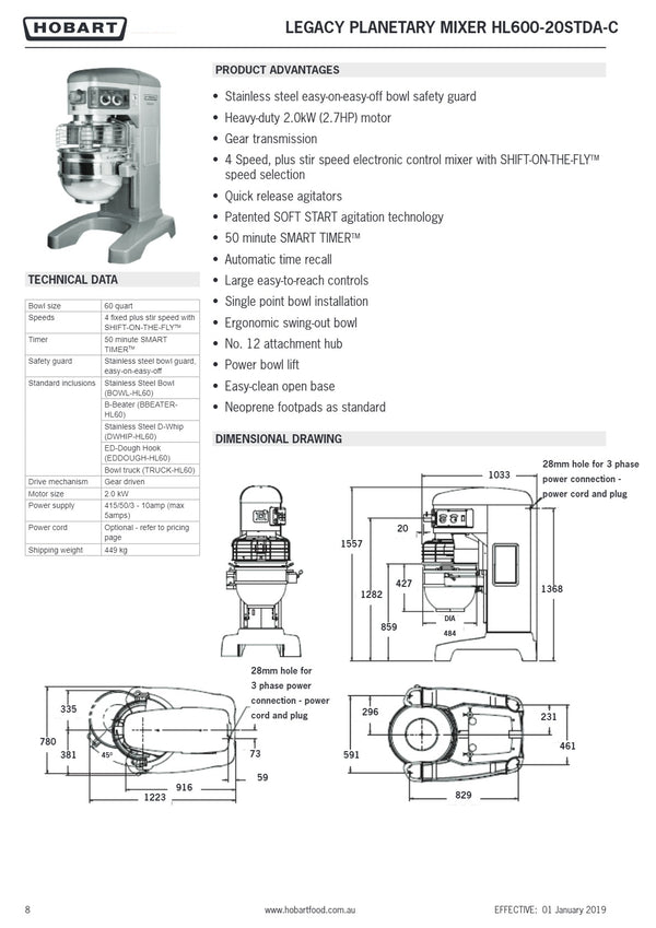 Hobart Legacy HL600 - Planetary Mixer