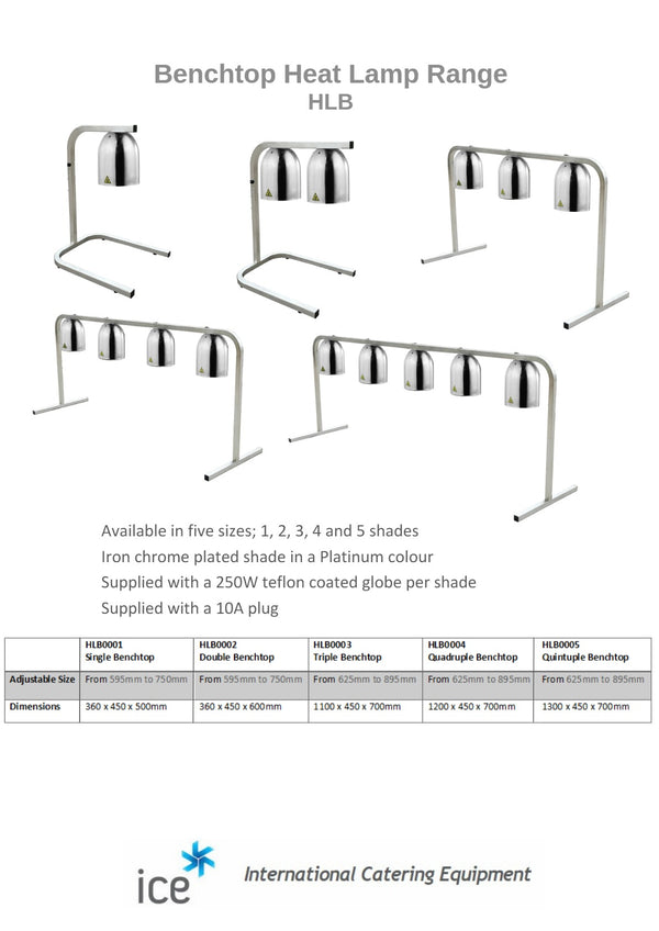 ICE HLB0005 - Quintuple Benchtop Heat Lamp
