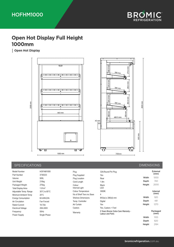 Bromic HOFHM1000 - Open Hot Display