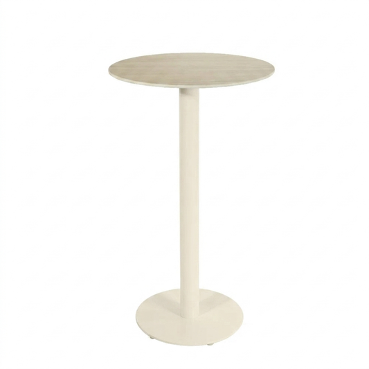 HPL Compact Laminate Nordic Oak Bar Table with Shell White RD450 Base