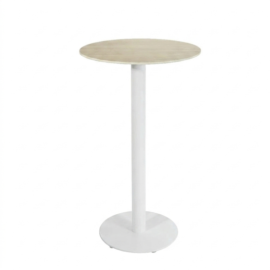 HPL Compact Laminate Nordic Oak Bar Table with White RD450 Base