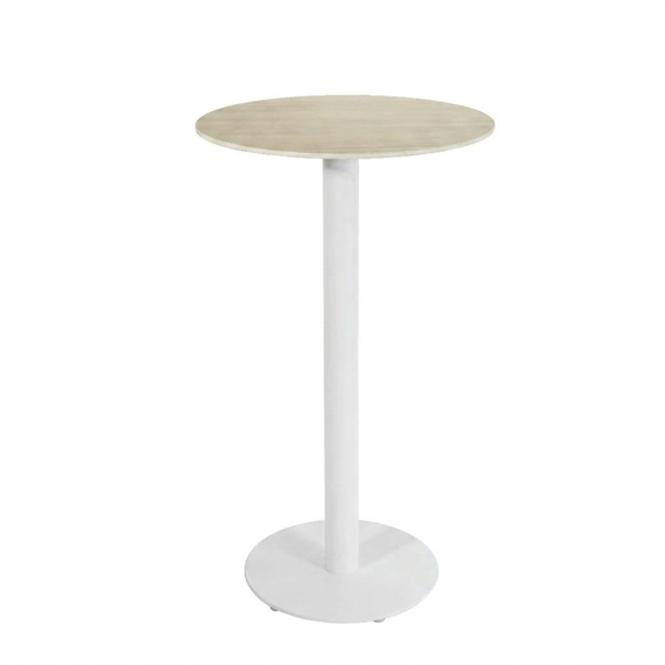 HPL Compact Laminate Nordic Oak Bar Table with White RD450 Base