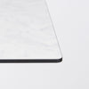 HPL Herringbone Calacatta Compact Laminate Table with White Cavallo Base