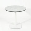 HPL Herringbone Calacatta Compact Laminate Table with White Cavallo Base