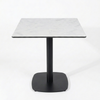 HPL Herringbone Calacatta Compact Laminate Table with Black Cavallo Base