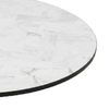 HPL Herringbone Calacatta Compact Laminate Table with Black Cavallo Base