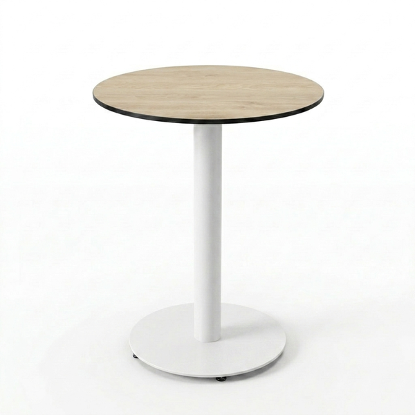 HPL Nordic Oak Compact Laminate Tabletop with Round 450 Table Base