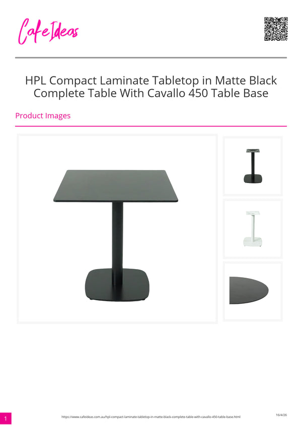 HPL Compact Laminate Table Black with Cavallo Base
