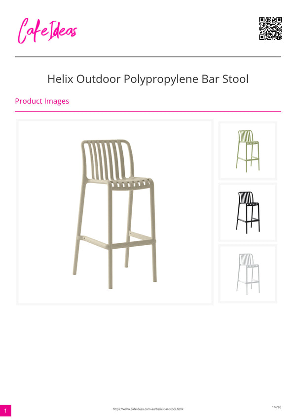 Helix Outdoor Polypropylene Bar Stool