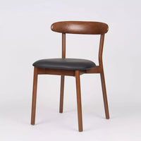 Henri Beech Timber Dining Chair - Dark Brown with Black PU Upholstered Seat