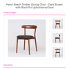 Henri Beech Timber Dining Chair - Dark Brown with Black PU Upholstered Seat