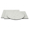 HPL Herringbone Calacatta Compact Laminate Table with White Cavallo Base