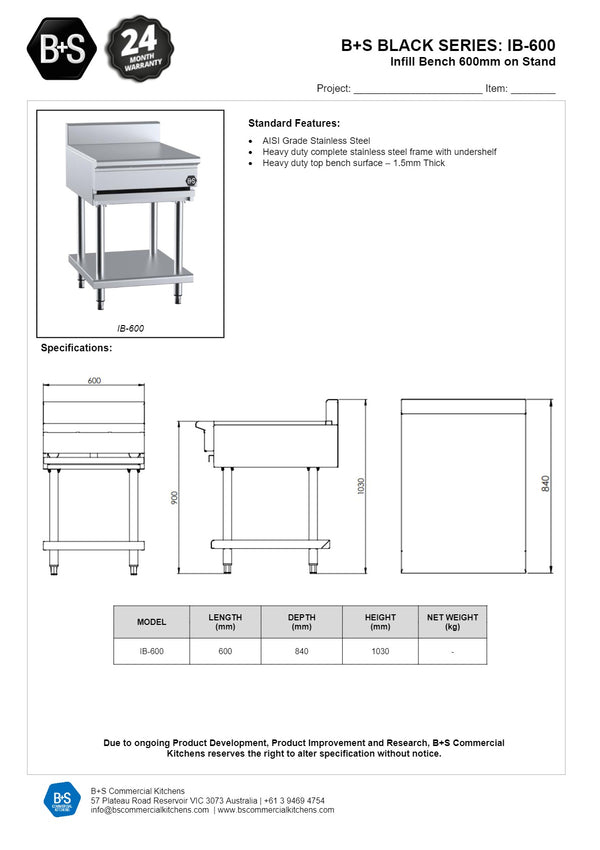 B+S Black IB-600 - Infill Bench