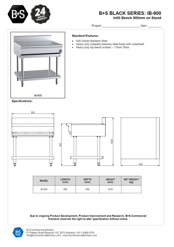 B+S Black IB-900 - Infill Bench