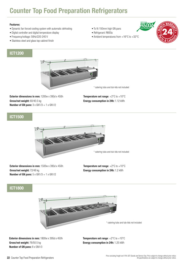 Exquisite ICT1800 - Counter Top Prep Fridge