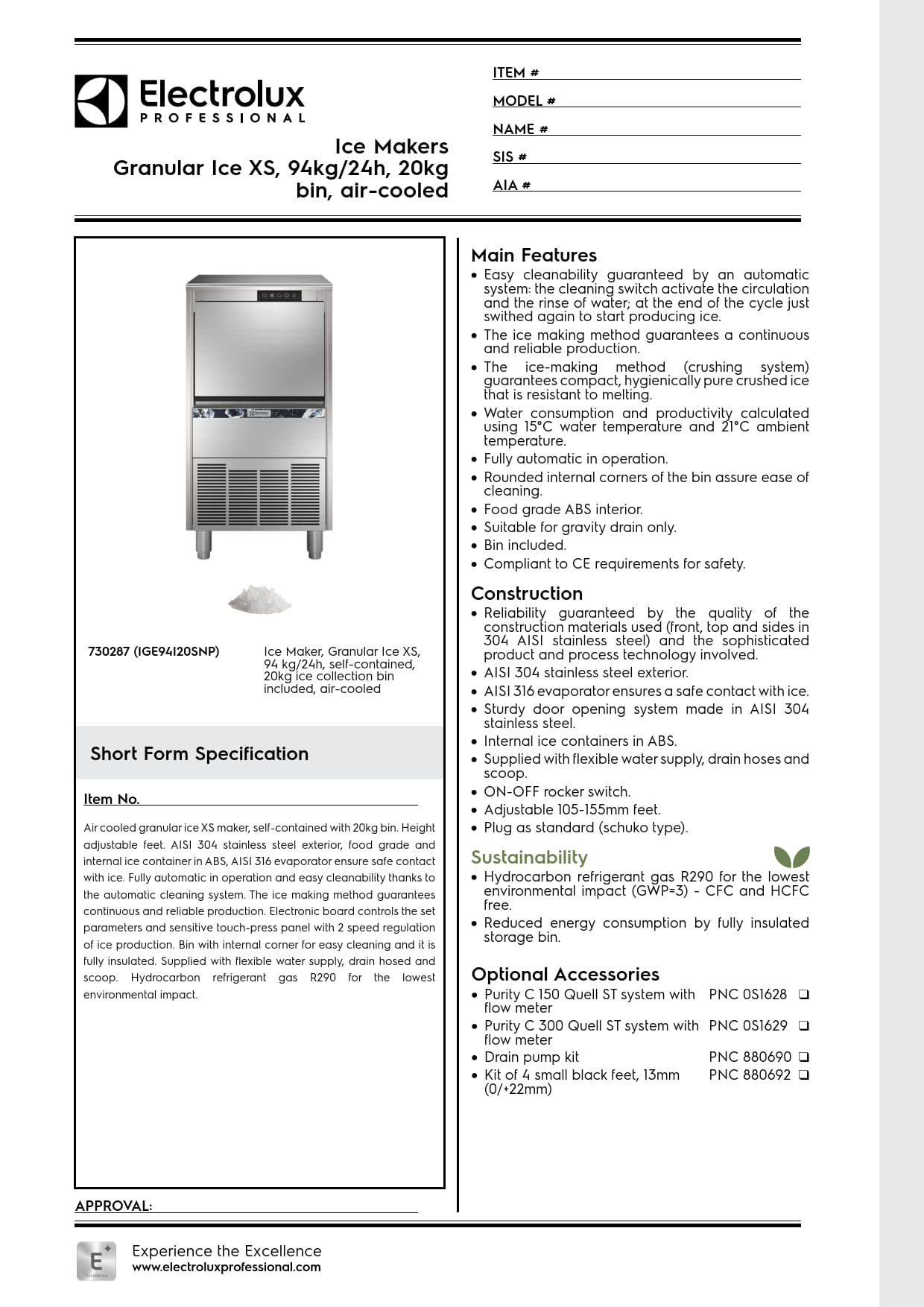 Electrolux Professional IGE94I20SNP - 94kg Self Contained Flake Ice Machine