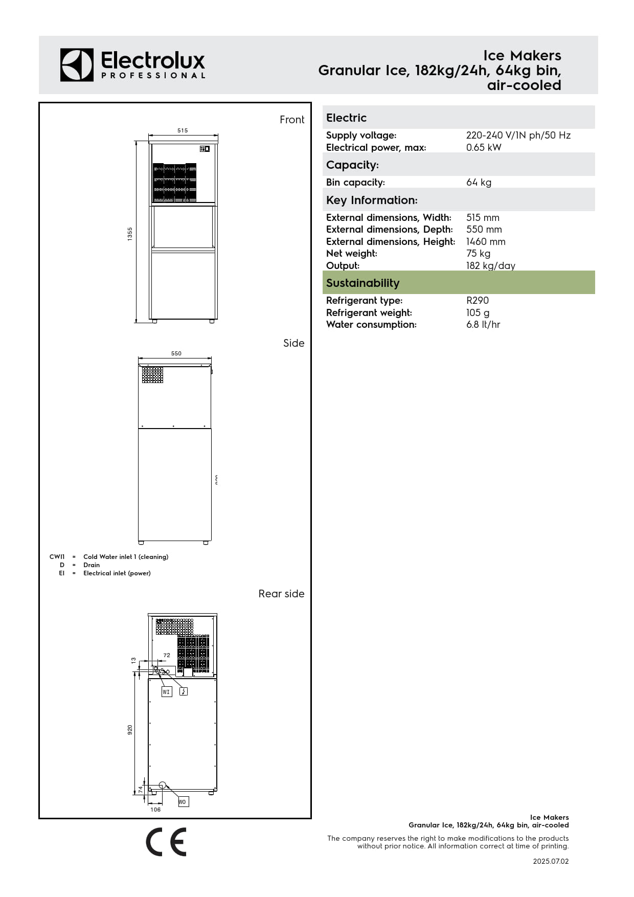 Electrolux Professional IGF164I64SNP - 182kg Modular Flake Ice Machine
