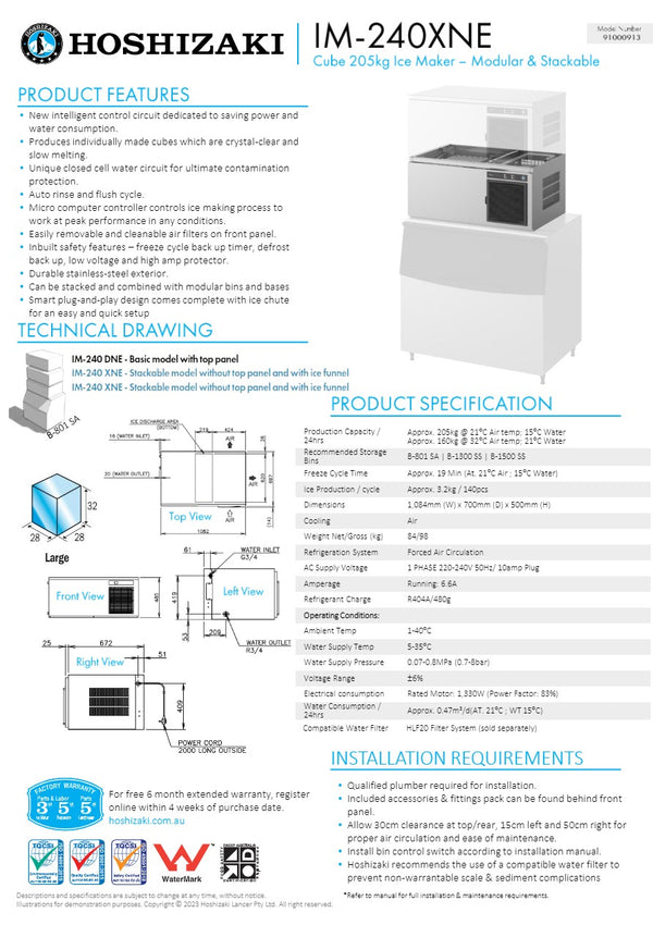 Hoshizaki IM-240XNE - Ice Machine Modular Head