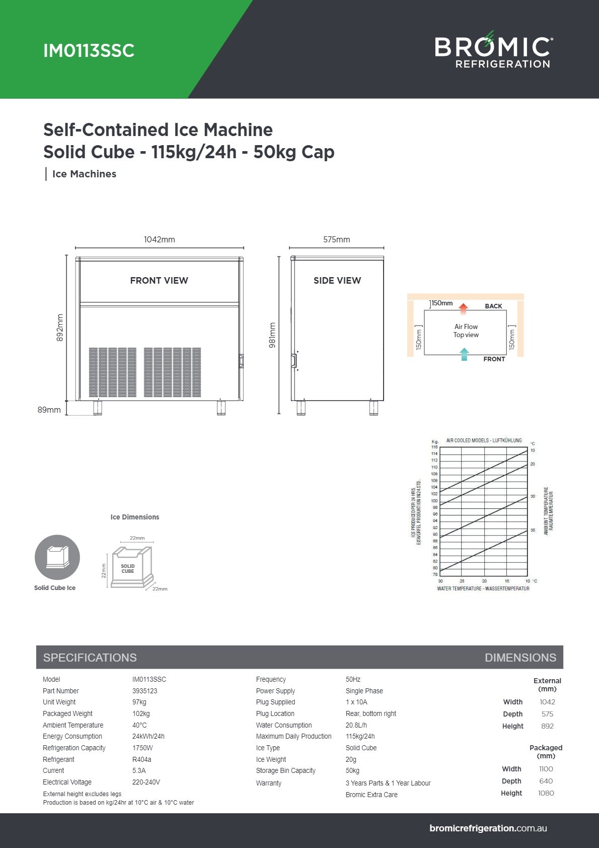 Bromic IM0113SSC - Self Contained Ice Machine