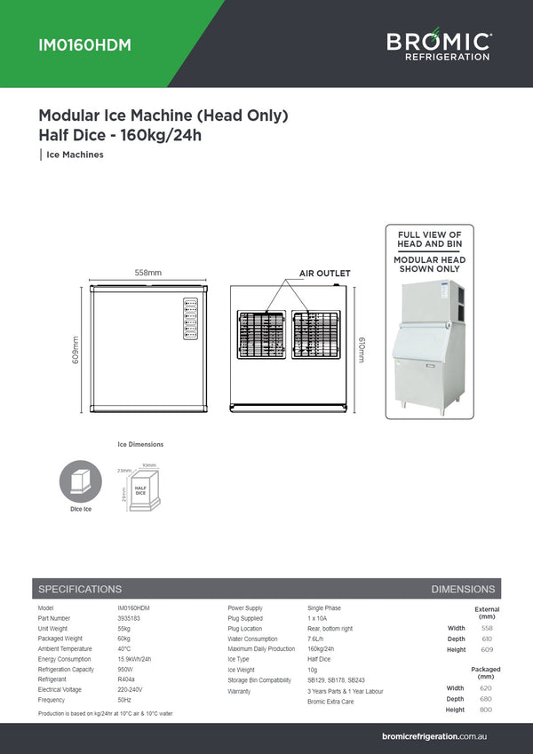 Bromic IM0160HDM - Modular Ice Machine Head