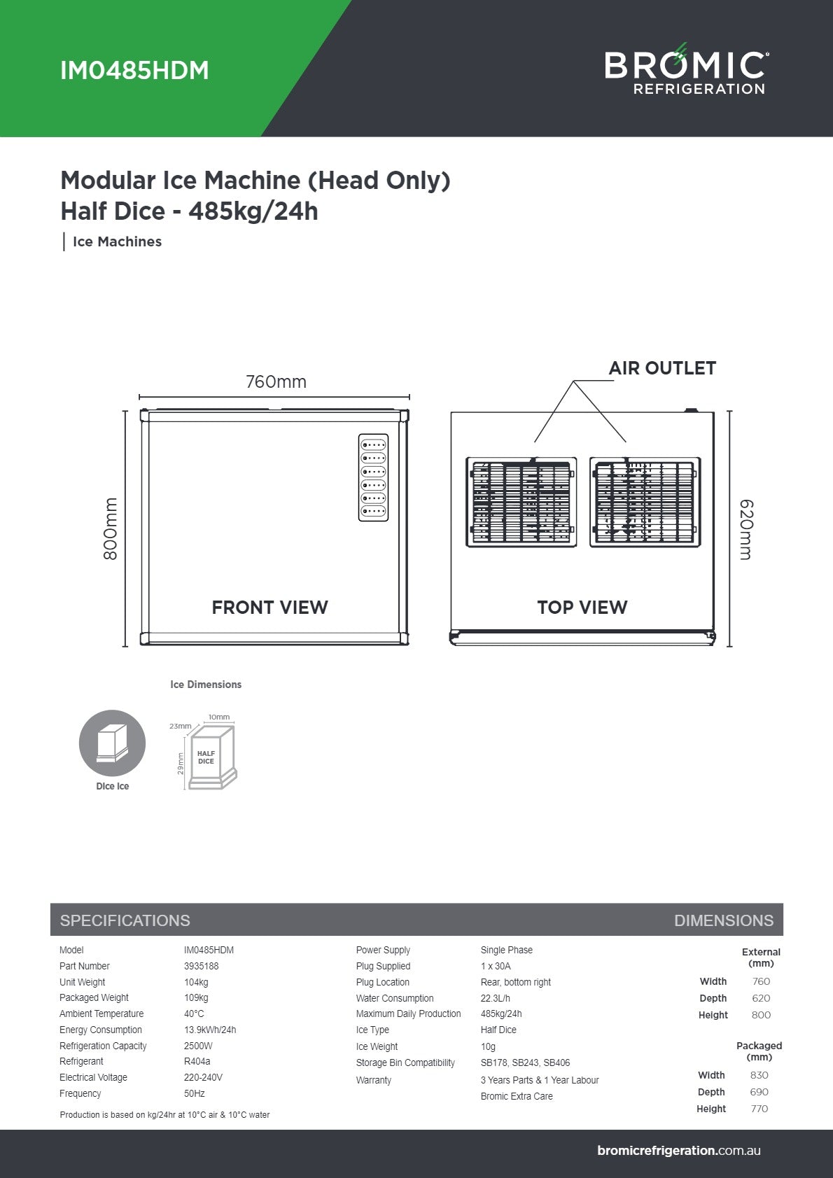 Bromic IM0485HDM - Modular Ice Machine Head
