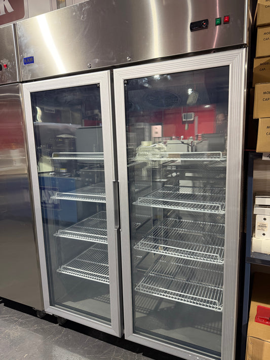 KAM Double Glass Door Upright Fridge