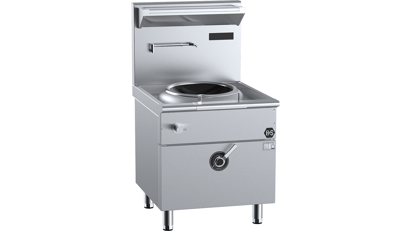B&S IN-W1-12-HS Single Hole Induction Wok with High Splashback 12kW