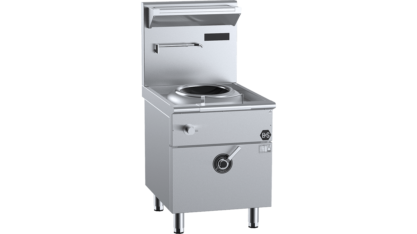 B&S IN-W1-8-HS Single Hole Induction Wok with High Splashback 8kW