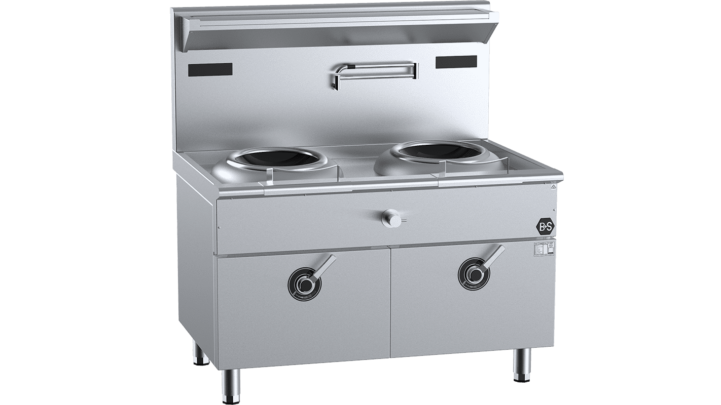 B&S IN-W2-8-HS Hole Induction Wok with High Splashback 2x 8kW