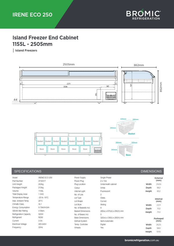 Bromic Irene ECO250 - Island Freezer