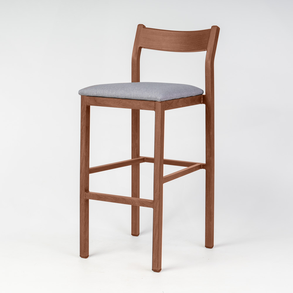 Imola Aluminium Bar Stool with Gold Walnut Frame