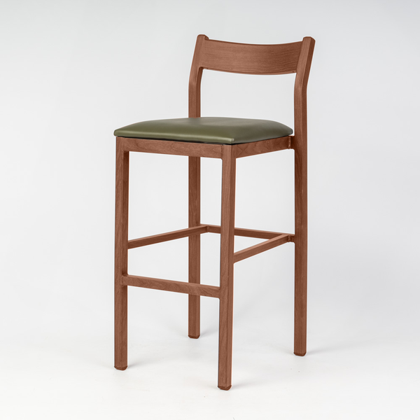 Imola Aluminium Bar Stool with Gold Walnut Frame