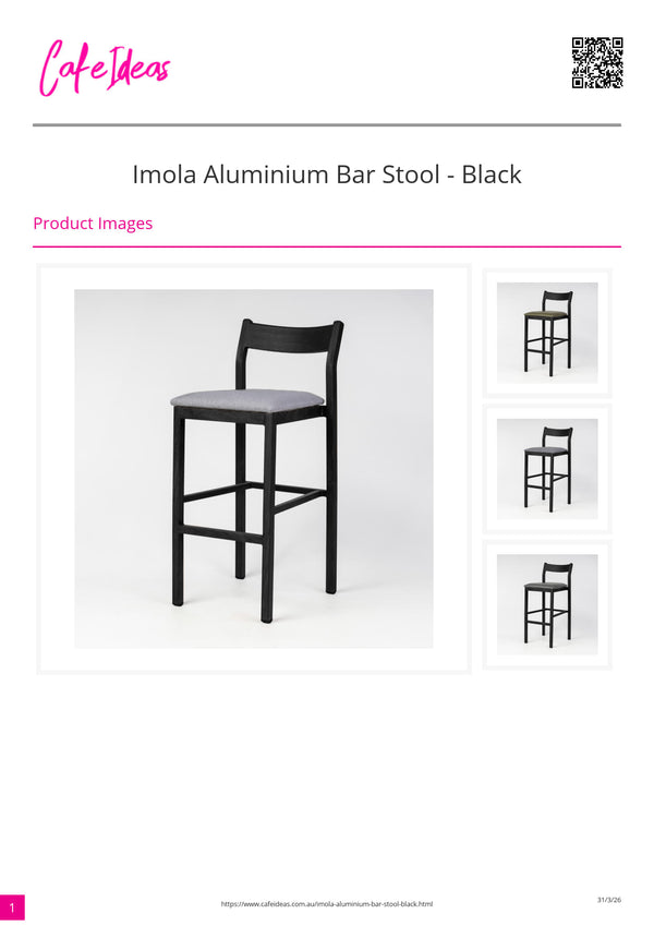 Imola Aluminium Bar Stool with Black Frame