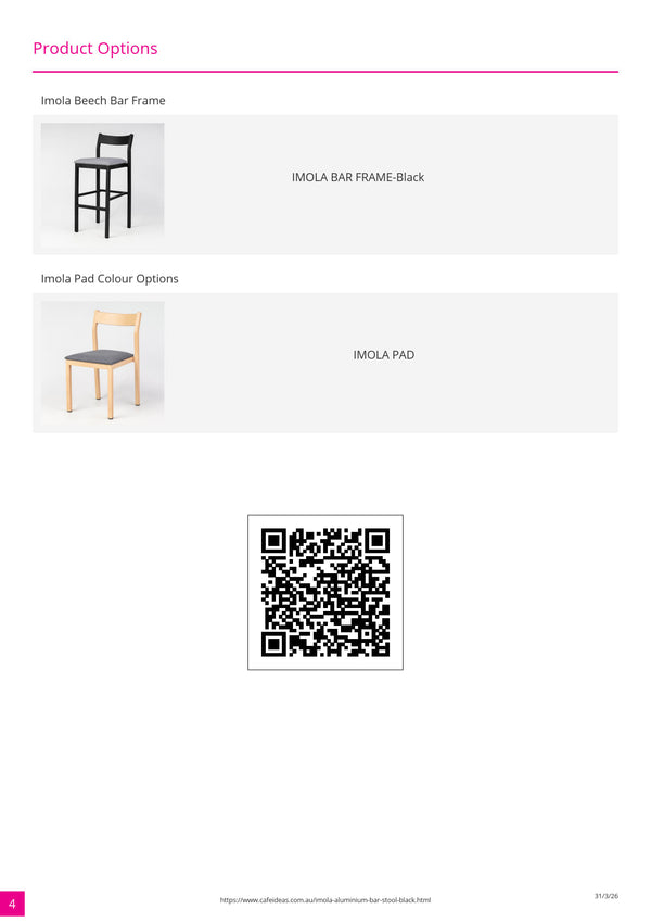 Imola Aluminium Bar Stool with Black Frame