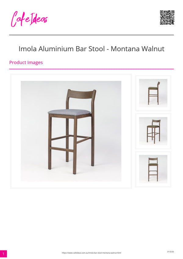Imola Aluminium Bar Stool with Montana Walnut Frame