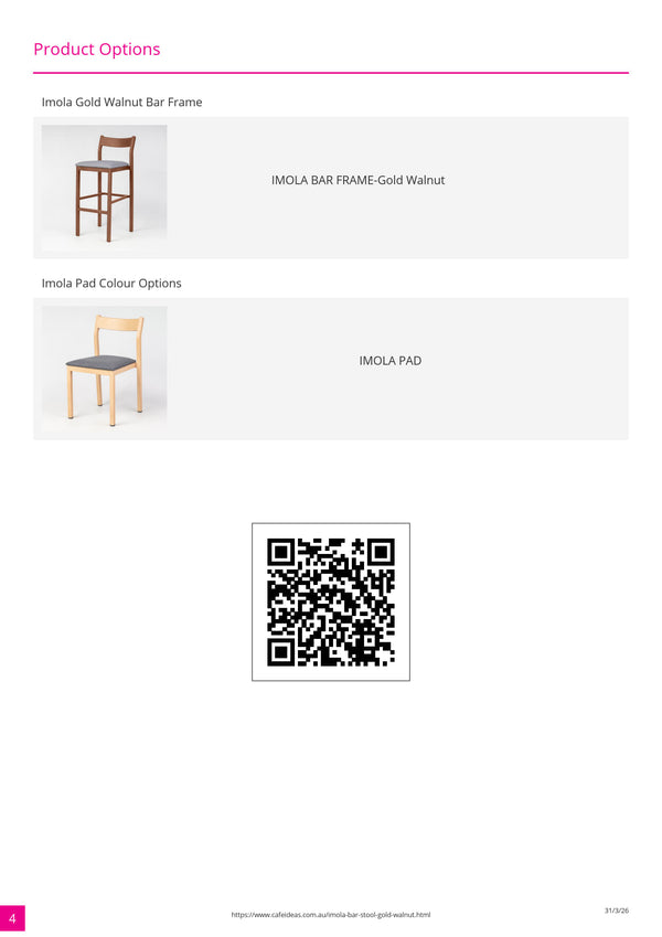 Imola Aluminium Bar Stool with Gold Walnut Frame