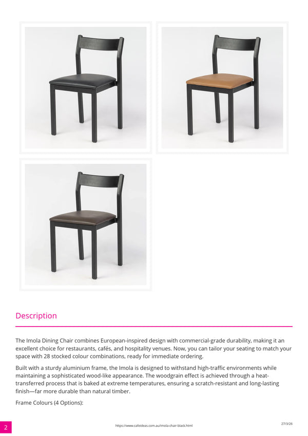 Imola Aluminium Dining Chair Black
