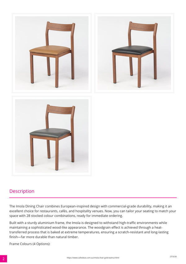 Imola Aluminium Dining Chair Gold Walnut