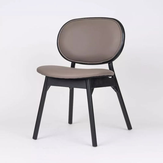 Julien Timber Dining Chair with Black Oak Frame and Stone Taupe PU Upholstered Seat