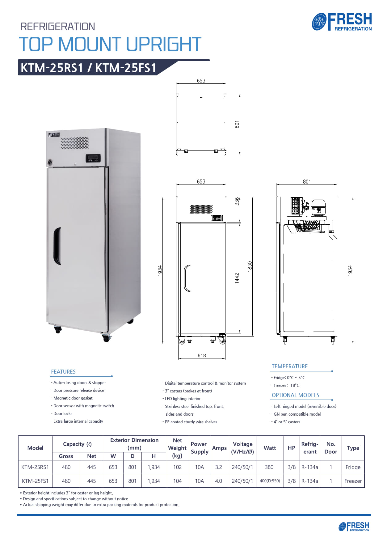 Fresh Refrigeration KTM-25FS1 - Upright Freezer