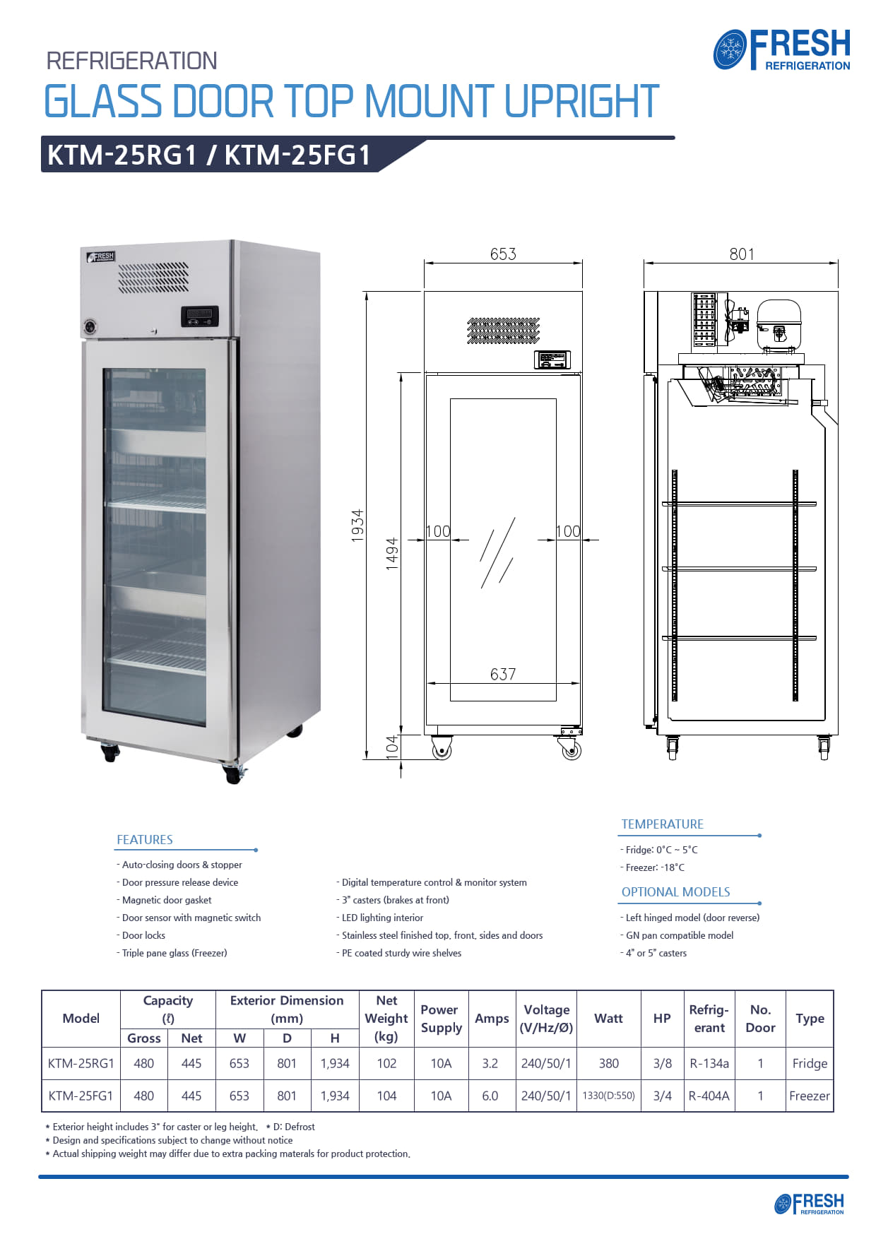 Fresh Refrigeration KTM-25FG1 - Upright Freezer