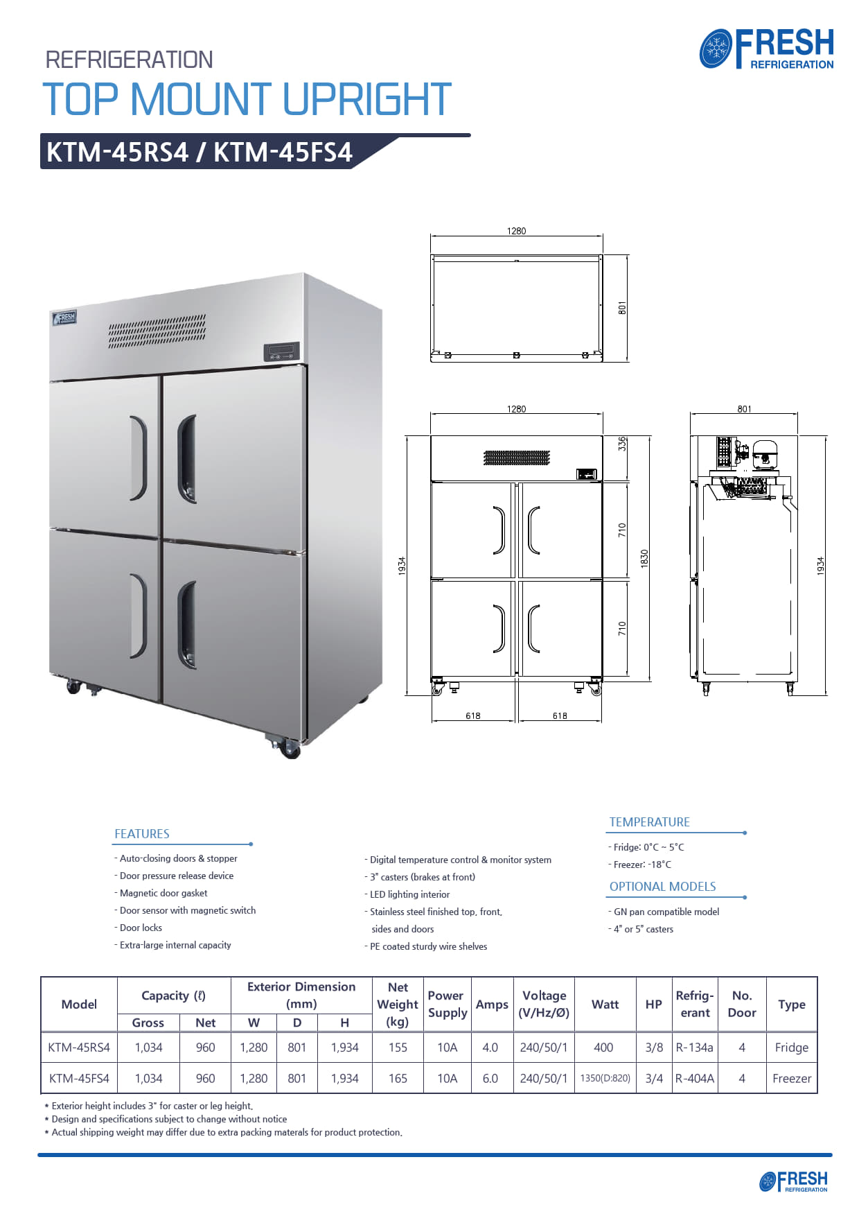 Fresh Refrigeration KTM-45FS4 - Upright Freezer