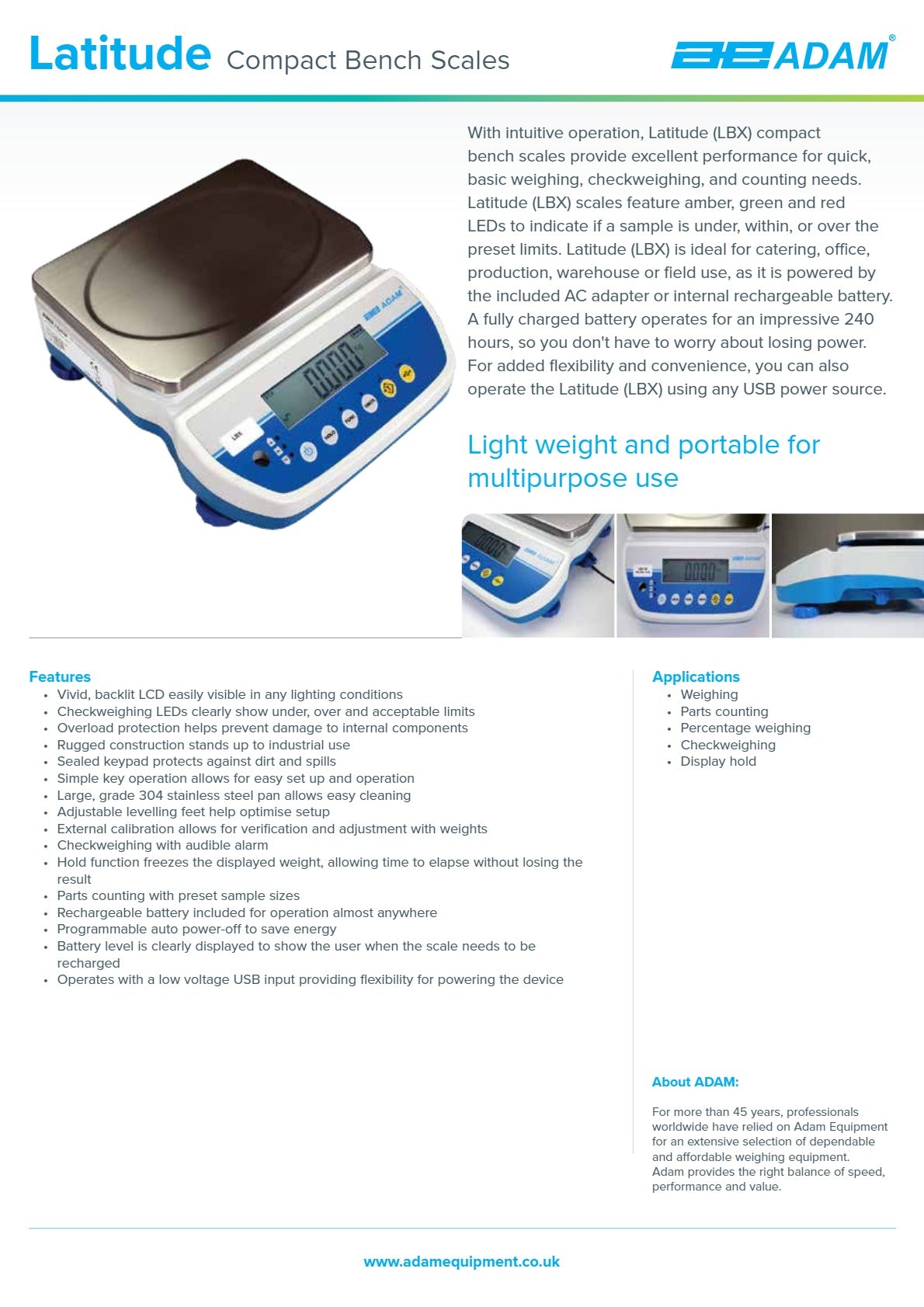 Adam Equipment Latitude LBX 12 - Compact Bench Scale