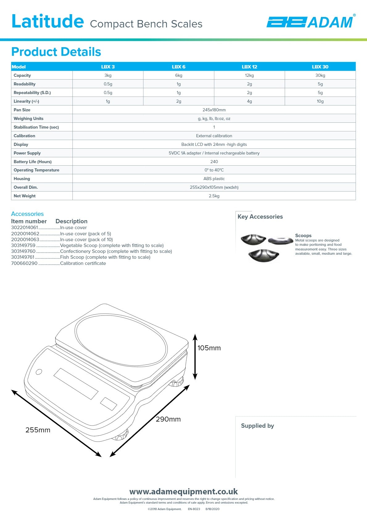 Adam Equipment Latitude LBX 12 - Compact Bench Scale