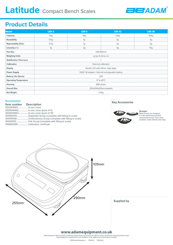 Adam Equipment Latitude LBX 6 - Compact Bench Scale