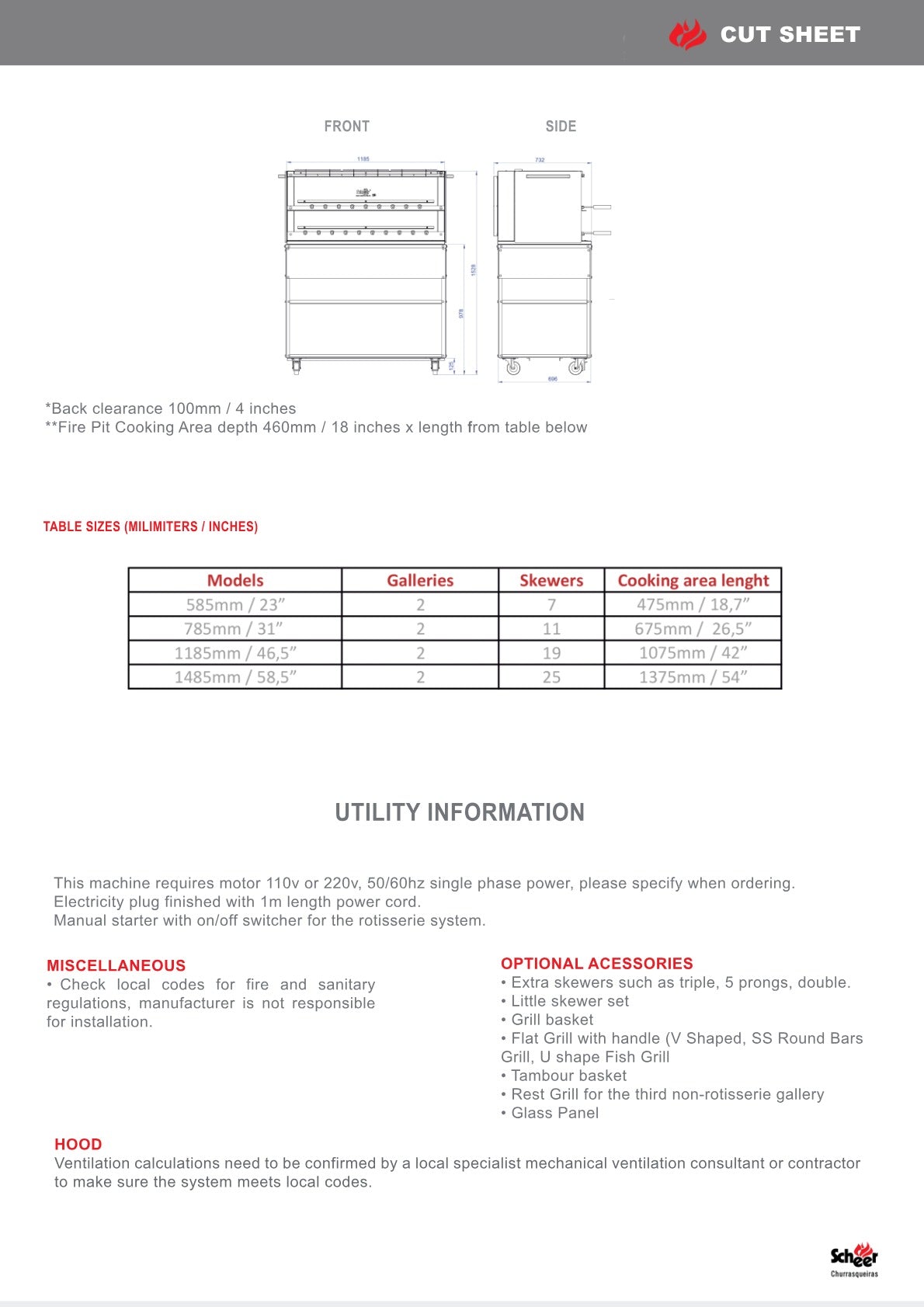 Scheer Proline Light Catering - 1200mm Charcoal Rotisserie